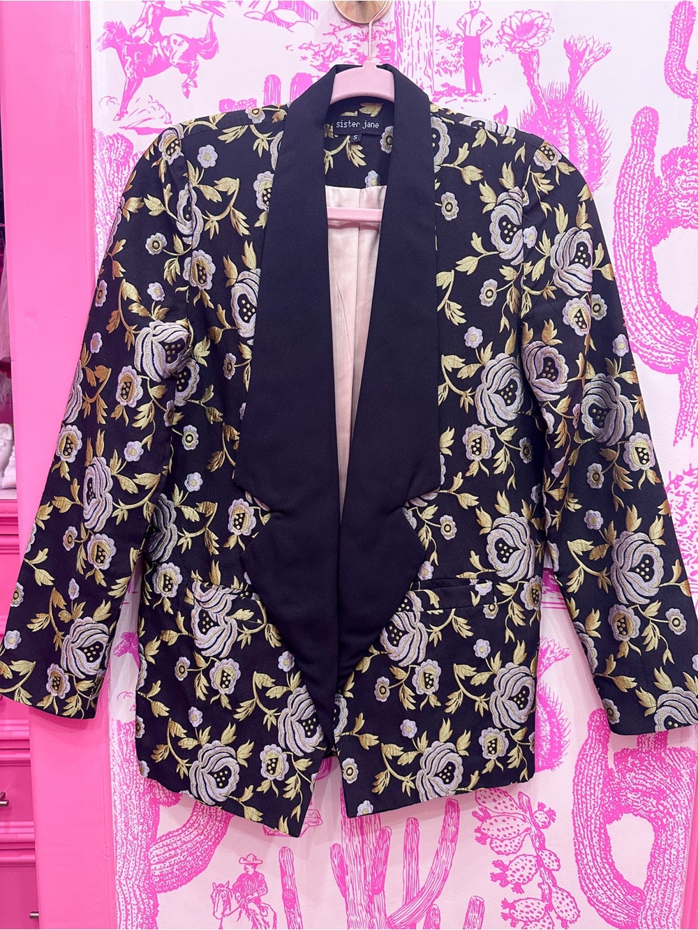 Sister Jane Black & Gold floral brocade blazer